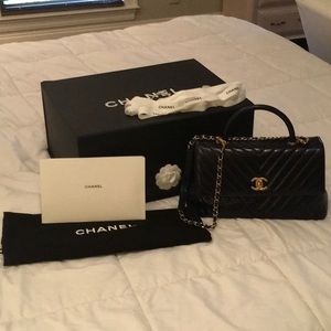 Coco Handle Medium Flapbag, Chanel, Navy Blue